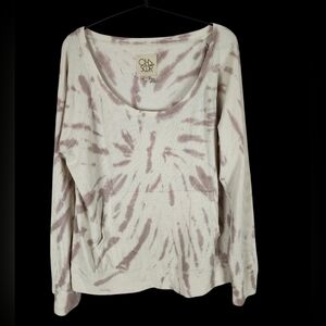 Chaser ribbed knit purple and white tie dye pullover Size Small NEW